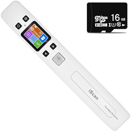 ECOiNVA iScan Scanner-stav minificka bärbar A4 med LCD-skärm, ingen WiFi-funktion (vit)
