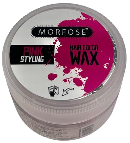 Morfose Hair Colour Wax Styling Pink,Temporary Hair Dye Wash In Wash Out, Coloured Hair Wax Kids Instant Styling, Hair Colour Pomade Washable for Men, Women, Party, Cosplay (100 ml, Pink)
