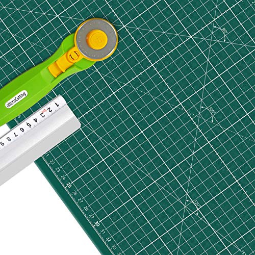 Schneidematte Grün, PROFI XXL A0 (90x120cm) und Rollschneider und 100cm Altera Aluminium Lineal