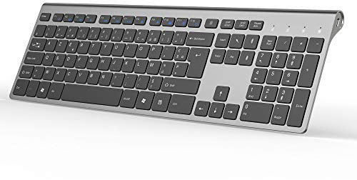 JOYACCESS Clavier sans Fil Rechargeable, 2.4G Clavier Pleine Taille AZERTY, Clavier pour PC Compact et Ergonomique, Ordinateur Portable, Mac et Smart TV, Compatible pour Windows 10 / XP / 7/8 / Vista