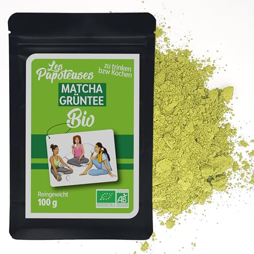 LES PAPOTEUSES | Tè Matcha BIO 100 g | Tè Verde Biologico in Polvere | Te Matcha per Latte e Cucina | Compatibile con Kit Matcha, Chasen e Accessori
