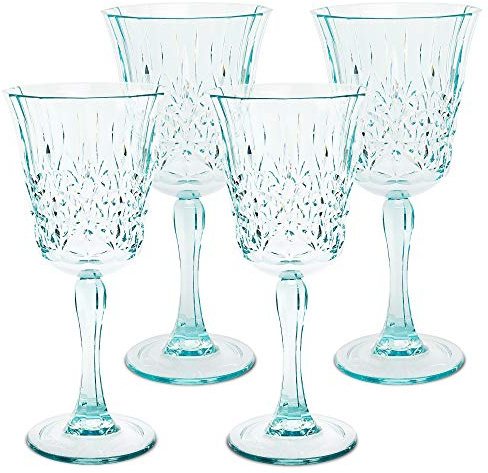 BELLAFORTE Shatterproof Tritan Wine Glass, Set of 4, 10oz - Myrtle Beach Plastic Wine Glasses - Unbreakable Wine Goblets for Indoor and Outdoor Use - BPA Free - Dishwasher Safe - Teal