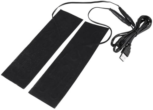 Broco 1 Paar USB Heizfolie 5V Fußwärmer Heizpad für Sohlen und Hausschuhe | Elektrische Wärmefolie mit Carbonfaser Flexibel Waschbar Leichtgewicht Heizmatte für Schuhe Winterzubehör Schwarz 19,6 x 6 cm