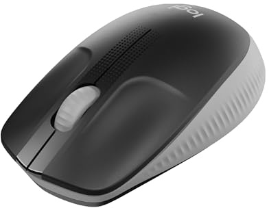 Logitech Wireless Mouse M190 - Full Size Ambidextrous Curve Design, 18-Month Battery with Power Saving Mode, Precise Cursor Control & Scrolling, Wide Scroll Wheel, Thumb Grips - Mid Grey