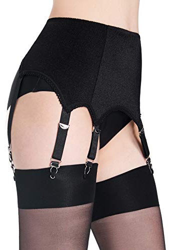 Aurueda Oberschenkel Strumpfgürtel Dehnbar Strapsgürtel für Dessous Oberschenkel Strümpfe Schwarz, Größe S
