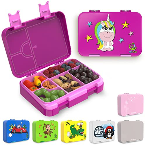 TAKWAY Brotdose Kinder mit Fächern 4+2 - robust & kinderfreundlich - Bento Box Lunchbox für KiTa Schule Kindergarten - Brotbox Vesperbox Jausenbox (lila)