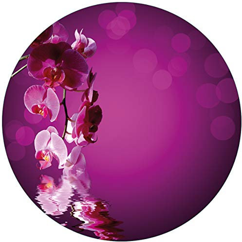 Wallario Glasbild rund Rosafarbene Orchidee Blüten in pink - Rund, 50 cm Durchmesser Wandbild Glas in Premium-Qualität: Brillante Farben, freischwebende Optik