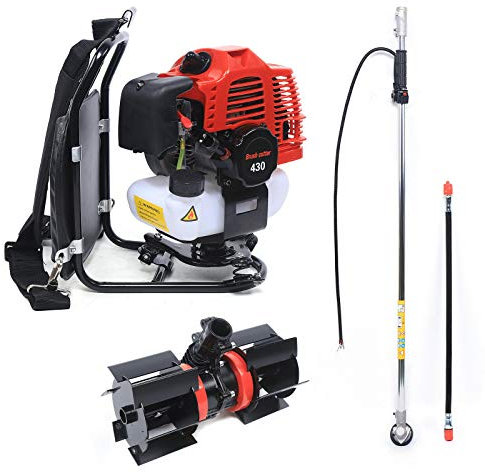 DiLiBee 52CC 2 tempi fresa da giardino 1,7 Ps decespugliatore 3200 giri/min, monocilindrico a due tempi, motore a benzina, tagliasiepi, zaino tipo aratro coltivatore