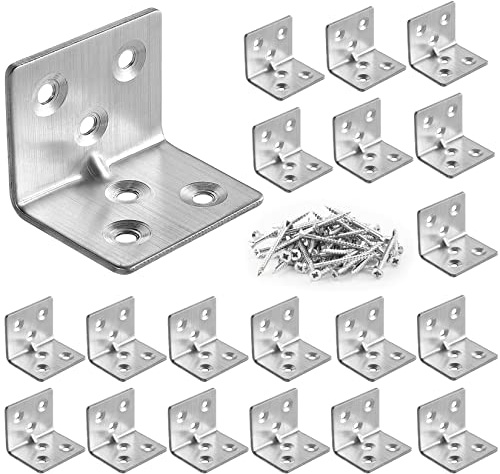 GothicBride 20 Stück Edelstahl Winkel 30x30x38 mm | Winkelverbinder Winkel 90 grad, Winkel Klein Montagewinkel für Holztische, Stühle, Möbel