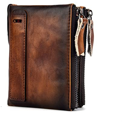 XIXIDIAN Lederbrieftaschen for Männer Frauen - RFID Blockierung von Bifold Wallet - Retro -Brieftaschen for Frauen - Herrenbrieftasche mit Reißverschluss (Color : A, Size : 12 * 9 * 3cm)