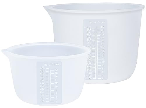 Silicone Measuring Bowl-Epoxy Resin, Fluid Art, Butter, Chocolate-Squeeze Pour Mixing-BPA Free-Large Set of 2 1000ml/36oz(4 Cups) 600ml/20oz(1 Pint)