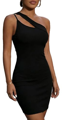 BKEPDY Abito Monospalla Donna Elegante Vestito Estivi Aderente Design Asimmetrico Abiti da Cerimonia Cocktail Party Vestiti Eleganti Corto Mini Dress Tubino Formale Sera Casual