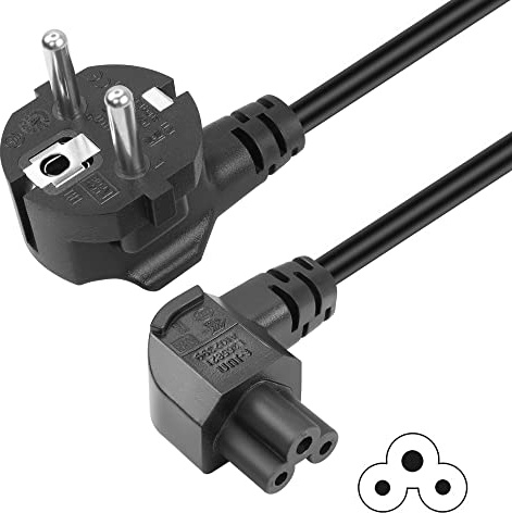 GELRHONR 1,5 m Netzkabel mit CEE7-Stecker auf IEC C5, Netzkabel 90 Grad C5 Kleeblatt, Stecker Mickey Mouse Netzkabel für Laptop (Left Angle C5)