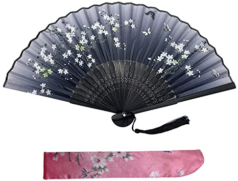 Kibon Faltbare Fächer, Handfächer, Bambusfächer mit Quaste für Geburtstagsgeschenke, Tanzen, Cosplay, Hochzeit, Party, Requisiten-Dekoration