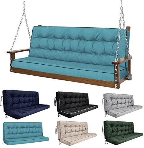 DXDRT Auflage für Hollywoodschaukel, wasserdicht Gartenschaukel Kissen Sitzbank mit Rückenlehne, Sitzpolster Polster Kissen Bankkissen Bankauflage Outdoor Palettenkissen,140x100x12cm,Lake Blue