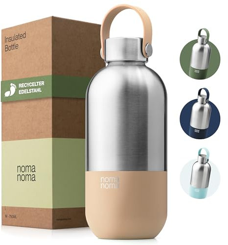 noma noma Trinkflasche Edelstahl Kohlensäure geeignet - Thermosflasche 1l, 750ml, 500ml - auslaufsicher, BPA-frei & klimaneutral (500ml Chai Beige)