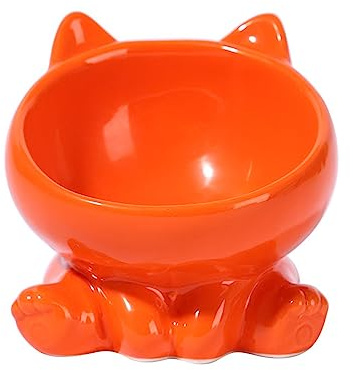 YLWX Gamelle Chat Surélevée en Céramique Bol for Chat Incliné Gamelle Surelevee for Chat Protège-Cou Bouche Inclinée Gamelles Chat Inclinée Anti Vomissement (Size : Orange)