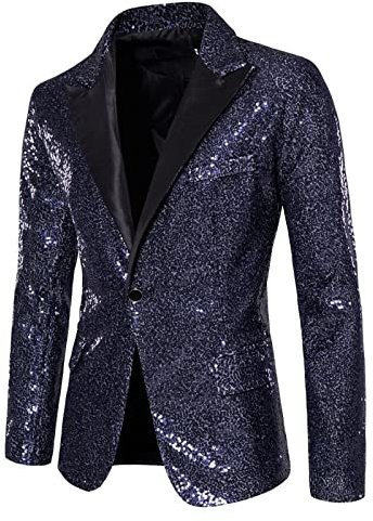 Liaddkv Herren Pailletten Sakko, Bunt Blazer, Männer Anzug Mantel Langarm, Regular Fit Hausanzug Freizeitanzug Anzugjacke für Hochzeit, Party, Festlich