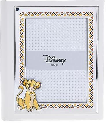 VALENTI & CO. Disney Baby – Re Leone Simba – Album Fotografico Bambini con Portafoto in Argento per Regalo Battesimo Neonato o Compleanno Bambini