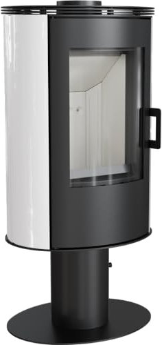KRATKI Stahlofen KOZA AB Ø 150 Kachel weiß, Nennwärmeleistung 8 kW, Energieeffizienzklasse A, Holzofen am Fuß