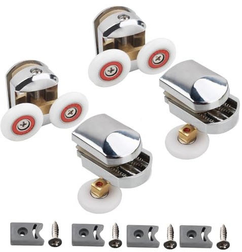 Cokritsm 4pcs 25mm Shower Door Rollers for Curved Glass Doors 4-8mm Replacement Runners Wheels Bathroom Sliding Door Wheel