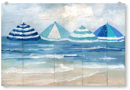 artboxONE Acrylglasbild 45x30 cm Reise/Strand und Meer Regenschirmreihe - Bild Sonnenschirm küste Meer