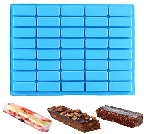 duoyif Rechteckige Silikonform 40-fach - 5x2x1,2cm Backform Müsliriegel | Kuchenform, Rechteck Pralinenform, Gießform Schokoladenform für Mini Brownies/ Desserts, Energie-Riegel und kleine Backwaren