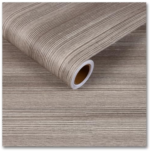 CRE8TIVE Papier peint vinyle grain de bois gris clair – Papier contact autocollant avec effet bois, surface texturée imperméable pour salon, cuisine, armoire de cuisine, 30 cm x 200 cm
