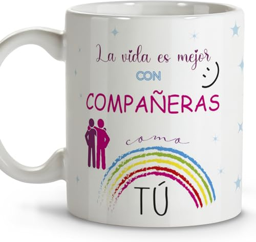 Regalos para amigas. Tazas originales para regalar. Regalo compañera trabajo. Regalo amiga. Taza cerámica 330 ml.