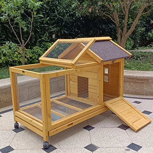 Kaninchenkäfig – Hasenkäfige für Kaninchen im Innenbereich, breiter Holzstall, Meerschweinchenkäfig, großer Kaninchenkäfig, Hasenkäfig mit rollenden Rädern – 105 x 55,5 x 96,5 cm (41,3 x 21,8 x 37,9 Z