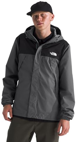 The North Face Men's Antora Jacket (Standard & Big Size) - Waterproof & Windproof Rain Coat, Secure Zip Hand Pockets, Smoked Pearl/TNF Black-NPF, Medium