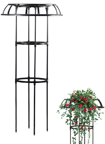 Enrejado de flores para plantas trepadoras, enrejado de frambuesa, enrejado de arbustos en forma de paraguas, soporte alto para plantas, torre de plantas de soporte de vid, jaula estable para jardín y