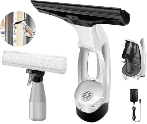 3 in 1 Rechargeable Window Vacuum,2.0KPA Window Vacuum Squeegee,Cordless Power Window Vacuum Cleaner,Window Vac with 150ml Water Tank for Window,Tile,Glass,Mirror,Tables