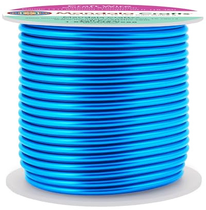 Mandala Crafts 13 Gauge Anodized Aluminum Craft Wire for Jewelry Making - 60 FT Colored Flexible Bondi Blue Wire - Bendable for Bonsai Armature Crafting Sculpting