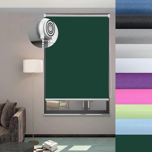 Maßgefertigte Rollos für Fenster 40 x 180 cm, isoliert, UV-Schutz, Verdunkelungsvorhänge, Dunkelgrün, ideal für Schlafzimmer und Wohnzimmer