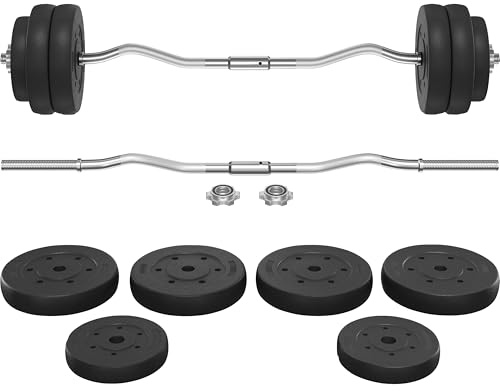 Yaheetech Barbell Weight Set 30KG Heavy Strength Training Bars Set Adjustable Dumbbell Weight Bar Home Gym Weight Lifting Training