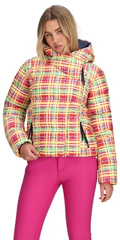 Obermeyer Womens Calypso Down Puffer Jacket, Allied Traceable 700-fill Duck Insulation for Snow and Ski, Pink Sun Day Plaid, Size 6