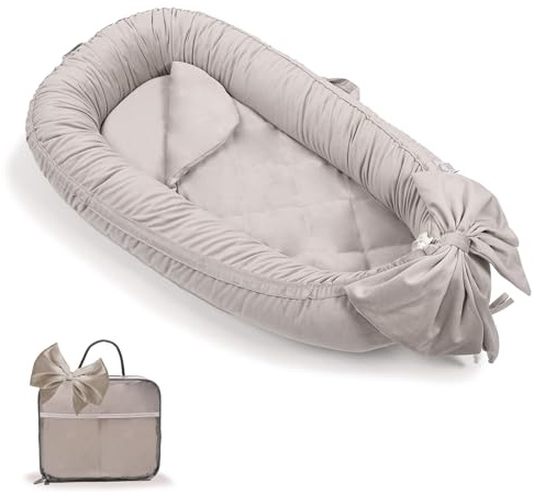 EAQ Babynest Nestchen Baby Weiches Atmungsaktives Babybett für Neugeborene Geschenk Baby Erstausstattung Neugeborene (Grau)