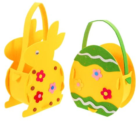 MOBUTOFU 2stücke Filz Ostern Körbe Mit Hasen Design Wiederverwendbare Süßigkeiten Aufbewahrungstaschen Für Ostereier Dekoration Für Feiertage Und
