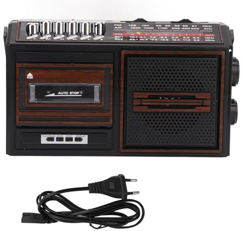 OZTYSGXM Klassischer Retro-Am/Fm-Radio-Kassettenrekorder Im 80er-Jahre-Stil – Tragbarer Kassettenrekorder mit Anzeigefenster und Griff, UnterstüTzt Sd/USB-Eingang, füR Familientreffen,Brown
