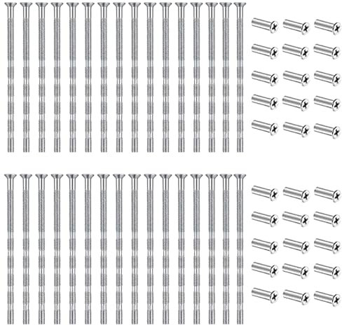 30 Pcs M4 Door Handle Screws, Through Bolts for Door Handles, Door Handle Screw Connecting Bolts & Sleeves for Connection Of Door Handles and The Installation of Tables and Chairs