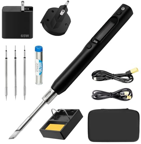 SQRC S99 Lötkolben Set, 2s schnelles Aufheizen, PD65W-Adapter, 4 Lötspitzen