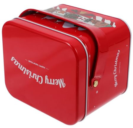 UTHCLO Scatola Per Biscotti Natale Contenitore Ermetico Per Caramelle Scatola Quadra in Metallo Per Dolcetti Barattolo Per Bomboniere