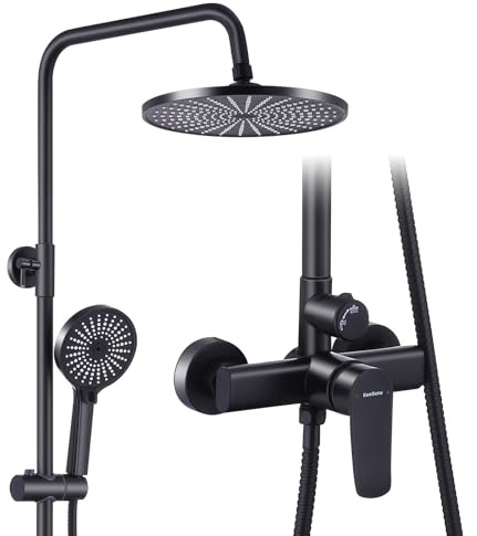 Duschsystem mit Armatur Höhenverstellbare Dusche ohne Thermostat 26 cm Großflächen Regendusche & 3-funktion Handbrause Edelstahl Duschsystem Set