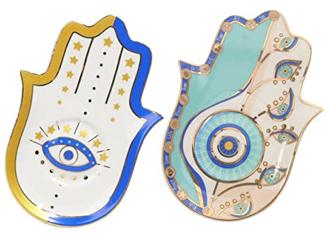 FOMIYES 2pièces Assiette à Bijoux Céramique Plateau De Rangement Pour Bijoux Et Clés Support De Boucles Oreilles Décoratif Pour Maison