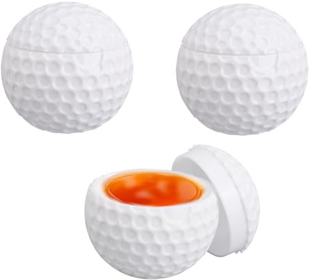 lasuroa 3st 1,7oz Schnapsbecher Golfball mit Deckel, Kunststoff Golfball Förmiges Schnapsglas Kleiner Saft Trinkbecher Party Dekoration für Männer Golfer Geburtstags- und Festivalgeschenke (Weiß)