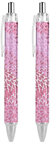 BHHJKK Dahlia Stylo à bille rétractable avec fond floral Noir Pointe fine 0,5 mm Séchage rapide Écriture lisse 1 pièce