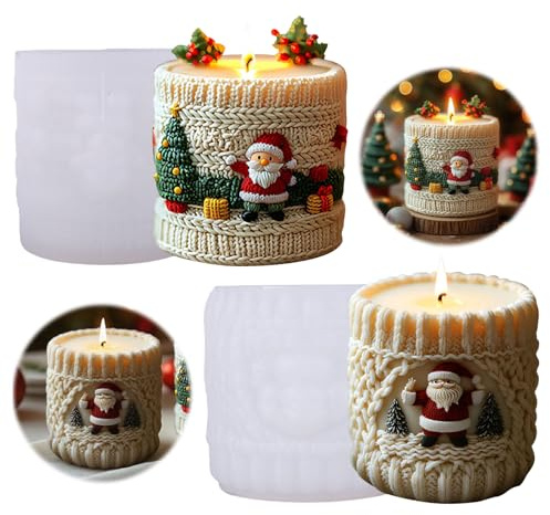 2 Stück Silikonformen Gießformen Weihnachte Kerzenformen Silikonformen Kerzen Formen Kerzenformen zum gießen weihnachten Silikonform Kerzen Selber Machen Set für Weihnachtsgeschenke Weihnachten Deko