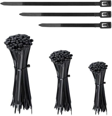 300 pièces Colliers de serrage en nylon noir, 150/200/300 mm x 7,6 mm,Assortiment de Serre-Câbles, Assortiment de colliers de serrage noirs,Assortiment de serre-câbles réutilisable, détachables