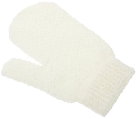 GANAZONO Moufles Exfoliants de Bain en Polyester Blanc Corps, Lavables, Nettoyants Corps, pour Exfoliation et Massage Bain